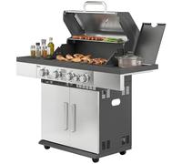 Outsunny 4+1 Burner Gas Bbq Grill, Portable Gas Barbecue Grill