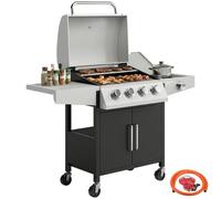 Outsunny 4+1 Burner Gas BBQ Grill with Side Burner, 50000 BTU Gas Grill