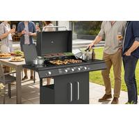 Outsunny 4+1 Burner Gas BBQ Grill with Storage Cabinet and Prep Area
