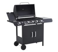 Outsunny 4+1 Burner Gas BBQ Grill with Wheels 125L x 51W x 100Hcm Black