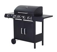 Outsunny 4+1 Gas Burner Grill Bbq Trolley Backyard Garden Smoker Side Burner Barbecue With Storage Side Table Wheels