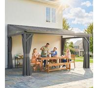 Outsunny 4.3 X 3 M Garden Pergola With Netting Curtains, Lean To Pergola