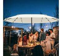 Outsunny 4.4m Double-sided Parasol w/Solar Lights Cream