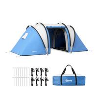 Outsunny 4-5 Man Camping Tent, 2 Bedrooms, 3000mm Waterproof, Blue