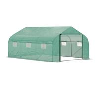 Outsunny 4.5 X 3 X 2M Outdoor Tunnel Greenhouse With Roll Up Door 6 Windows - Green, Green