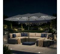 Outsunny Grey 60 Solar LED Double Sided Garden Parasol 4.5m - Wilko
