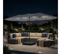 Outsunny 4.5M Double Sided Garden Parasol W/ 60 Solar Led Lights In Grey Grey