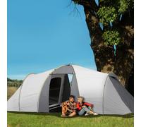 OUTSUNNY 4-6 Man Tunnel Camping Tent with 2 Bedroom, Living Area & Porch in Grey Outsunny Grey