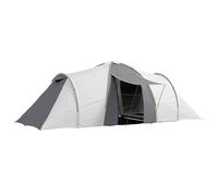 Outsunny 4-6 Man Tunnel Tent with 2 Bedroom, Living Area and Vestibule, Large Camping Tent, 2000mm Waterproof, UV50+, Portable with Bag, for Fishing Hiking Festival, Grey and Yellow