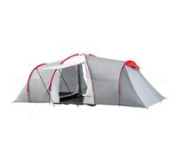 Outsunny 4-6 Man Tunnel Tent with 2 Bedroom, Living Area and Vestibule, Large Camping Tent, 2000mm Waterproof, UV50+, Portable with Bag, for Fishing
