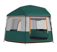 Outsunny 4-6 Person Easy Setup Camping Tent, 3000mm Waterproof Dome Tent with Removable Top Cover, UV30+ Protection Family Shelter with Carrying Bag, Green