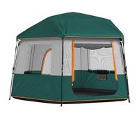 Outsunny 4-6 Person Easy Setup Camping Tent, 3000mm Waterproof Tunnel Tent with Removable Top Cover, UV30+ Protection Family Shelter with Carrying Bag, Green