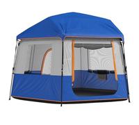 Outsunny 4-6 Person Easy Setup Camping Tent, 3000mm Waterproof Tunnel Tent with Removable Top Cover, UV30+ Protection Family Shelter with Carrying Bag, Blue