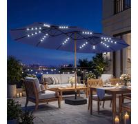 Outsunny 4.6m Double Sided Garden Parasol with 48 Solar LED Lights - Navy Blue