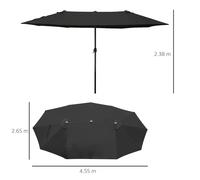 Outsunny 4.6M Garden Patio Umbrella Canopy Parasol Sun Shade w/o Base Green - Black - 4.6m x 2.7m x 2.4m