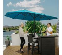 Outsunny 4.6M Garden Patio Umbrella Canopy Parasol Sun Shade w/o Base Green - Sky Blue - 4.6m x 2.7m x 2.4m