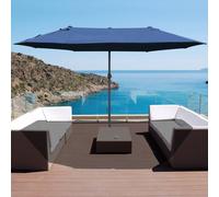 Outsunny 4.6m Garden Parasol Double-Sided Sun Umbrella Patio Market Shelter Canopy Shade Outdoor with Cross Base - Blue