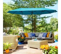 Outsunny 4.6M Garden Patio Umbrella Canopy Parasol Sun Shade witho Base Blue, Blue
