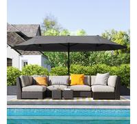 Outsunny 4.6M Garden Patio Umbrella Canopy Parasol Sun Shade witho Base Black, Black