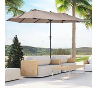 OUTSUNNY 4.6M Garden Sun Umbrella Canopy Double-sided Crank Sun Shade w/o Base in Tan Outsunny Tan