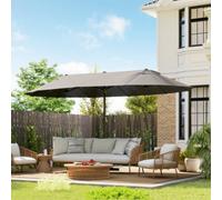 Outsunny 4.6m Double Canopy Parasol (base not included) - Light Grey, Grey