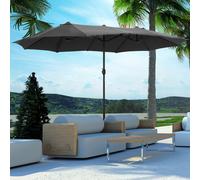 Outsunny 4.6m Garden Parasol Double-Sided Sun Umbrella Patio Market Shelter Canopy Shade Outdoor with Cross Base - Grey