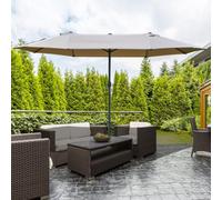 Outsunny 4.6M Garden Patio Umbrella Canopy Parasol Sun Shade w/o Base Green - Khaki - Φ2.65 x 4.55W x 2.38H m