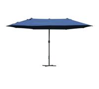 Outsunny 4.6M Sun Umbrella Canopy Double-Sided Crank Sun Shade With Cross Base Dark Blue