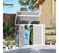 Outsunny 4.7 x 2.5FT Garden Shed, Lockable Outdoor Storage Shed with Openable Lid, Small Shed for 2 Trash Cans, Tools, Patio, Light Grey Light Grey