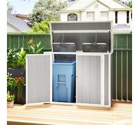 OUTSUNNY 4.7 x 2.5FT Lockable Garden Shed, 2-Bin Storage Shed, Light Grey Outsunny Light Grey