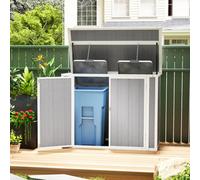 OUTSUNNY 4.7 x 2.5FT Lockable Garden Shed, Double Bin Storage Shed, Grey Outsunny Grey