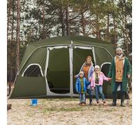 OUTSUNNY 4-8 Person Family Camping Tent with 2 Room Mesh Windows, Easy Set Up in Green Outsunny Green