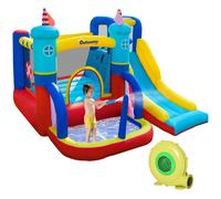 Outsunny 4 in 1 Kids Bouncy Castle Large Sailboat Style Inflatable House Slide Trampoline Water Pool Climbing Wall with Blower Carrybag for Kids Age 3-8, 2.65 x 2.6 x 2m Multicolour