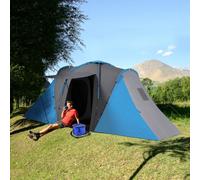 Outsunny 4 Man Camping Tent With 2 Bedroom And Living Area, Grey And Blue
