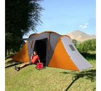 Outsunny 4 Man Camping Tent With 2 Bedroom And Living Area, Grey And Orange