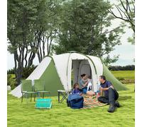 Outsunny 4 Man Camping Tent With 2 Bedroom And Living Area In Green Green