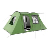 Outsunny 4 Man Tunnel Tent, Family Camping Tent with Porch, Bedroom and Living Area, Sewn in Groundsheet, 3000mm Waterproof, Portable with Bag for Festival, Hiking, Backpacking, Green