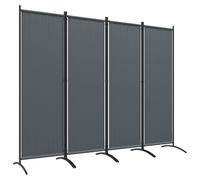 Outsunny 4 Panel Folding Garden Divider, 1.7m Privacy Screen with Wide Feet, Portable Freestanding Privacy Panel for Deck, Pool, Hot Tub, Dark Grey