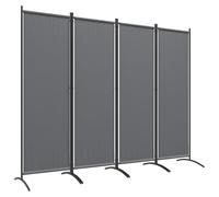 Outsunny 4 Panel Folding Room Divider, 1.7m Privacy Screen, Dark Grey
