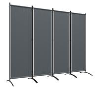 Outsunny 4 Panel Folding Room Divider,Portable Privacy Panel for Garden, Grey