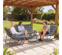 Outsunny 4 Pc Garden Furniture Set With Loveseat, Chairs, Table, Grey