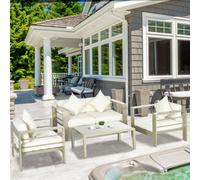 Outsunny 4 PCs Aluminium Garden Furniture Set w/ Thick Padded Cushion