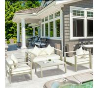 Outsunny 4 PCs Aluminium Garden Furniture Set w/ Thick Padded Cushion