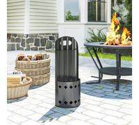 Outsunny 4 Pieces Fireplace Companion Set, Metal Fireplace Accessories Fireside Companion Set with Broom, Shovel, Poker, Bucket, Black