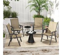 Outsunny 4-Pcs Garden Armchairs Outdoor Patio Folding Furniture Light Brown