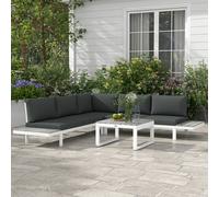 Outsunny 4 PCs Garden Set w/ 5-Level Recline Corner Conversation Sofa Set White