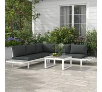 Outsunny 4 Pcs Garden Set W/ 5-Level Recline Corner Conversation Sofa Set White
