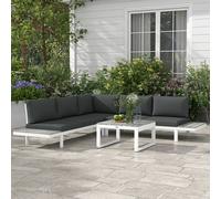 Outsunny 4 Pcs Garden Set With 5-Level Recline Corner Conversation Sofa Set In White White