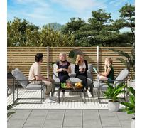 4 PCs Garden Sofa Set with 2 Single Armchairs Loveseat Coffee Table, Light Grey Outsunny Light Grey One Size