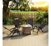 Outsunny Set of 4 Outdoor Rattan Folding Chair w/ Adjustable Backrest Brown